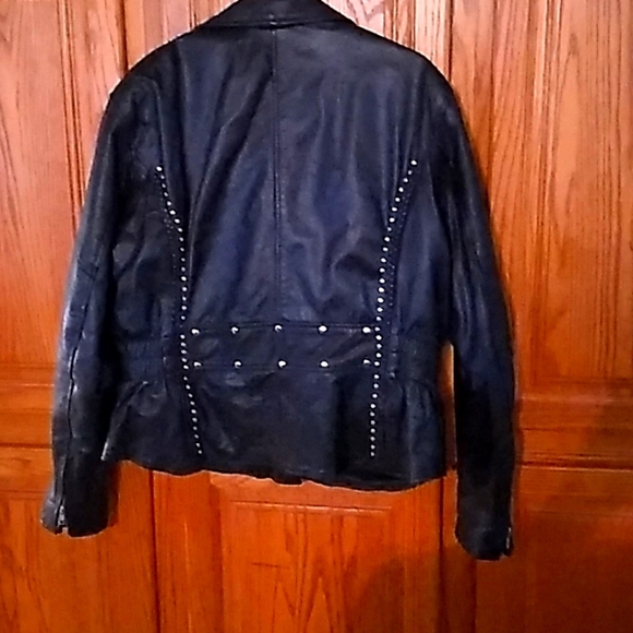 Women's black 2XL Leather motorcycle jacket - Picture 2 of 12